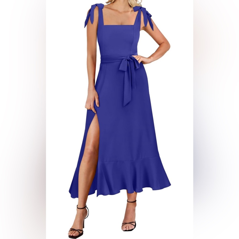 Elegant Teal Blue Midi Dress